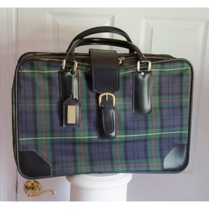 Vintage 1950's 1960's Plaid Travel Suitcase